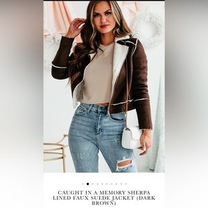 Caught in a memory sherpa lined faux suede cropped jacket